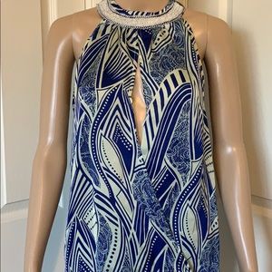 Massie Silk Royal Blue Elegant Blouse Accent Top